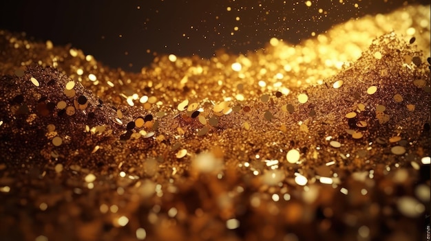 Gold glitter on a black background