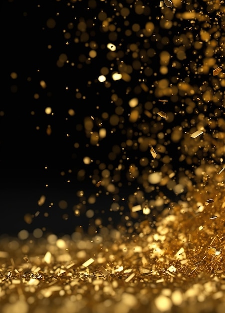 Gold glitter on a black background