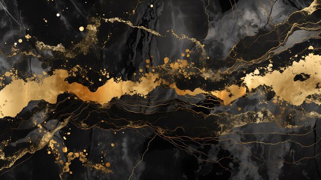 Gold glitter black marble textures background Abstract golden glitter dark marble texture