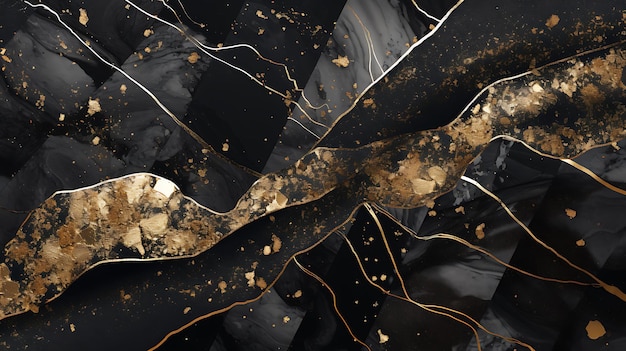 Gold glitter black marble textures background Abstract golden glitter dark marble texture