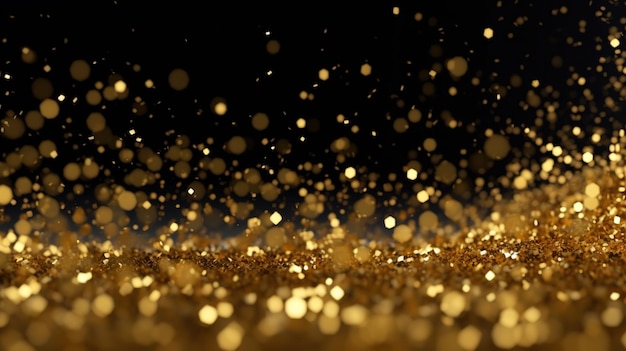 A gold glitter dust on a black background