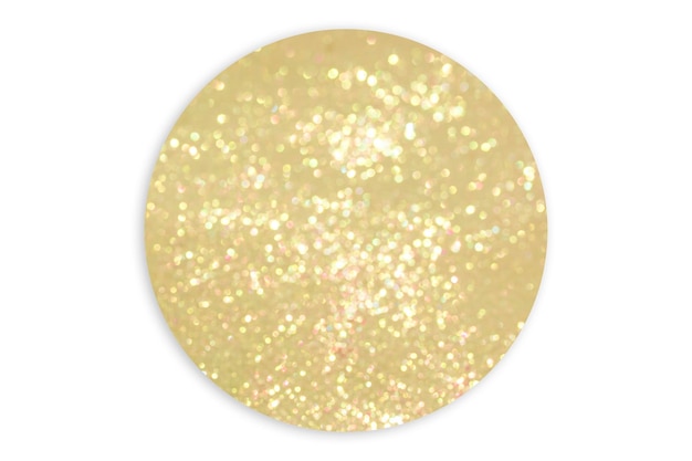 Gold glitter texture abstract background Top view copy space Round shape isolated on white