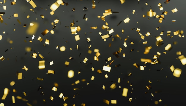 Gold glitter texture on black background Golden explosion of confetti Golden grainy abstract texture on black background