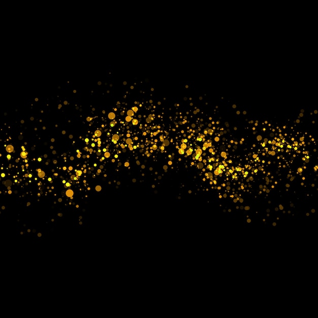 Gold glittering bokeh stars dust tail