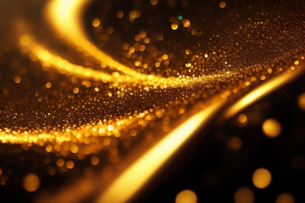 Gold glitters on a black background