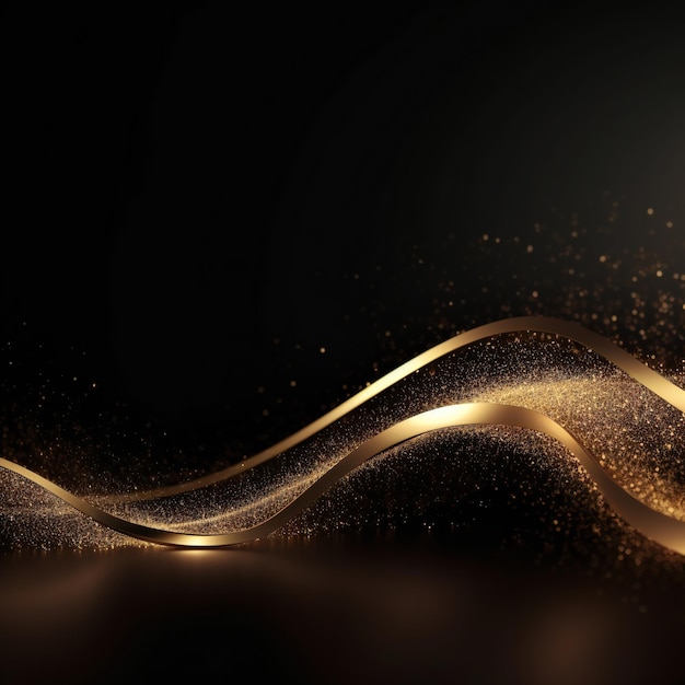 Gold glitters on a black background