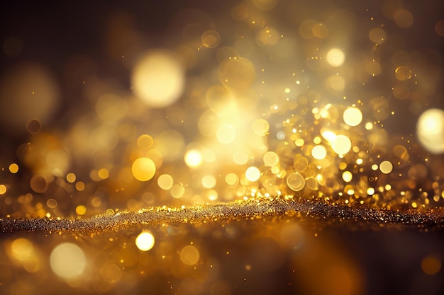 A gold glittery background with a blurry background