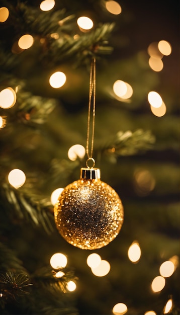 gold glittery Christmas tree ornament