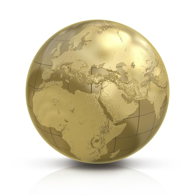 Gold globe isolated on white