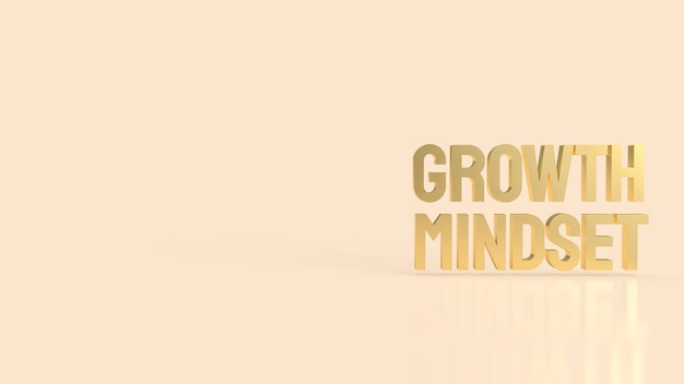 The  gold growth mindset word on cream color background 3d rendering