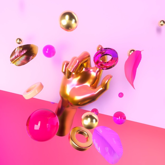 gold hand 3d illustration render