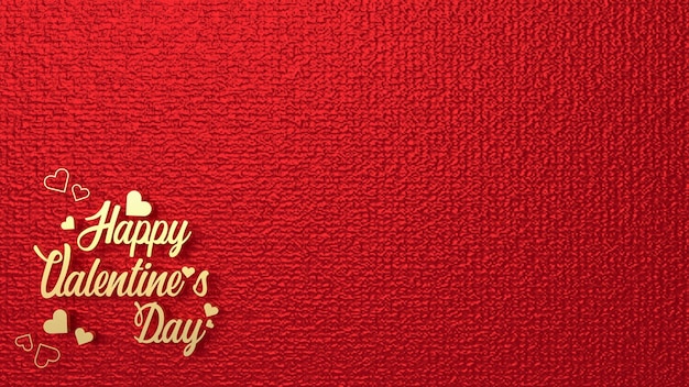 The gold happy valentine day on red background for holiday concept 3d rendering