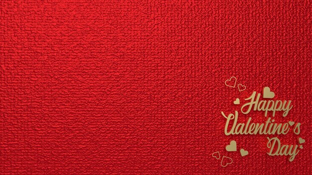 The gold happy valentine day on red background for holiday concept 3d rendering