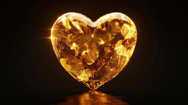 Gold heart isolated on black background