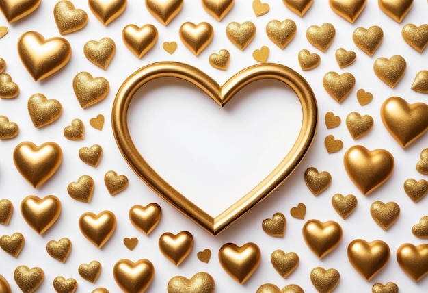 Photo gold heart with a gold background