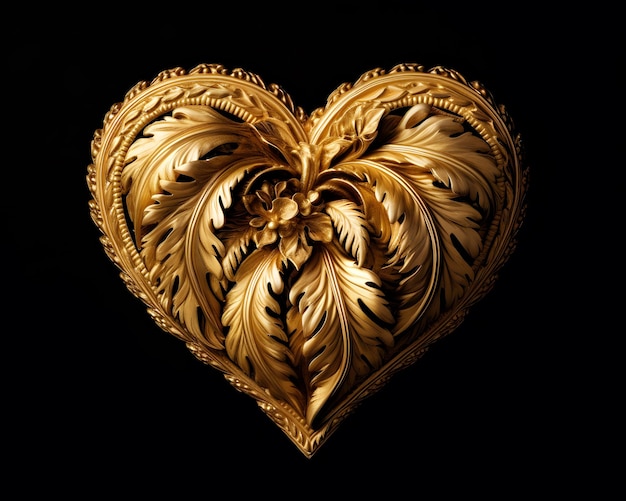 A gold heart with golden tones that exudes elegance and opulence Generative AI