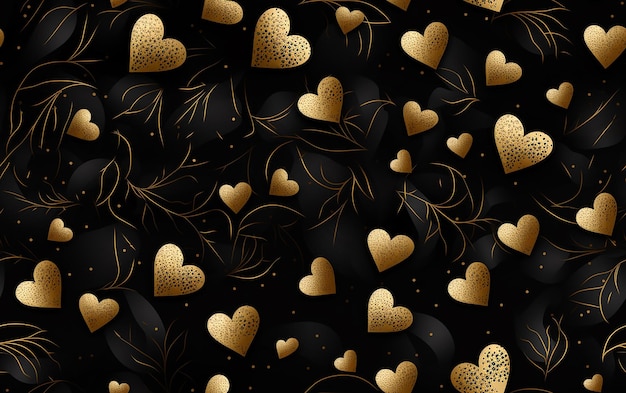 Photo gold hearts on a black background