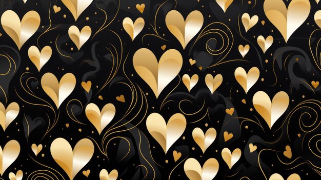 Photo gold hearts on a black background