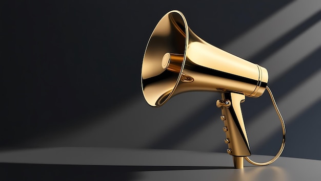 a gold horn with a gold band on it