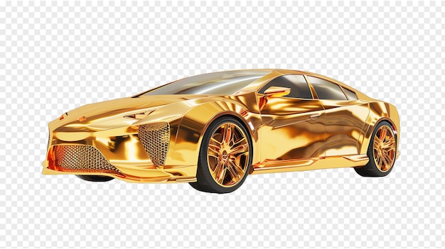 Gold Hybrid car realistic illustration