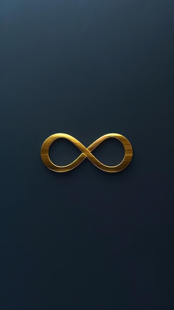 Photo a gold infinity symbol against a dark navy blue background