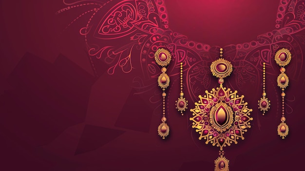 Gold jewelry diwali background for greeting card