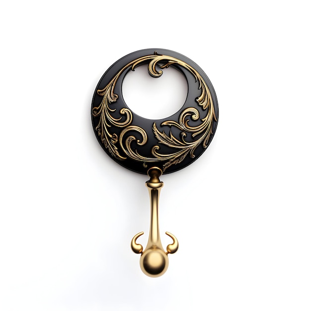 Photo a gold key with a gold circle on it