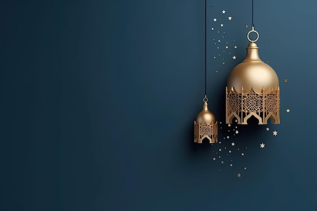 A gold lamp with a blue background that says'the mosque '