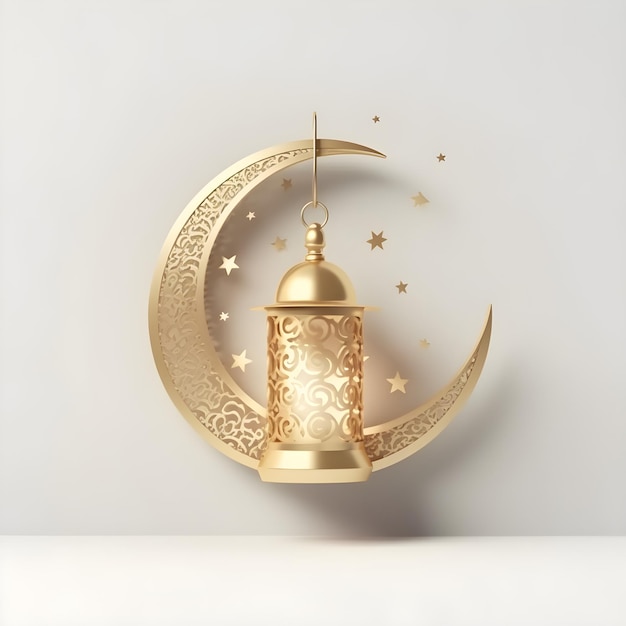 A gold lantern with a star on it is hanging in front of a white wall.