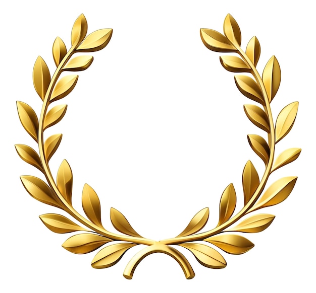 a gold laurel wreath with a symbol for the winner of the award