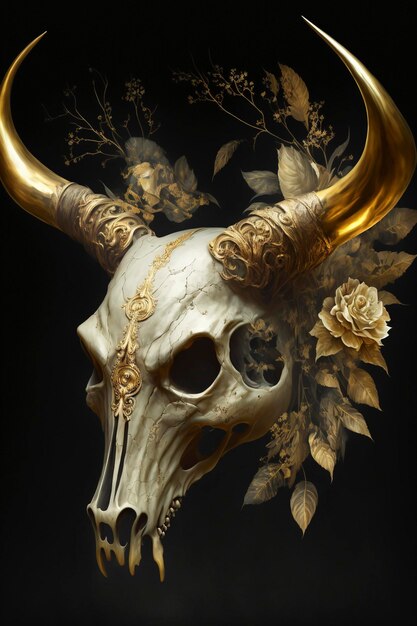 Gold leaf cow skull