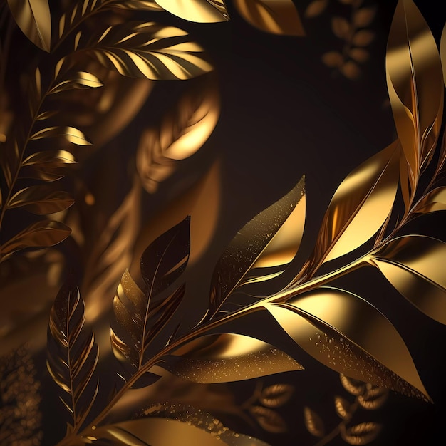 Gold leaf pattern on a black background