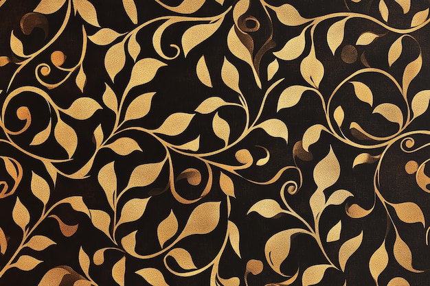 Photo a gold leaf pattern is shown on a brown background