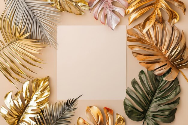 Photo gold leaf tropical frame