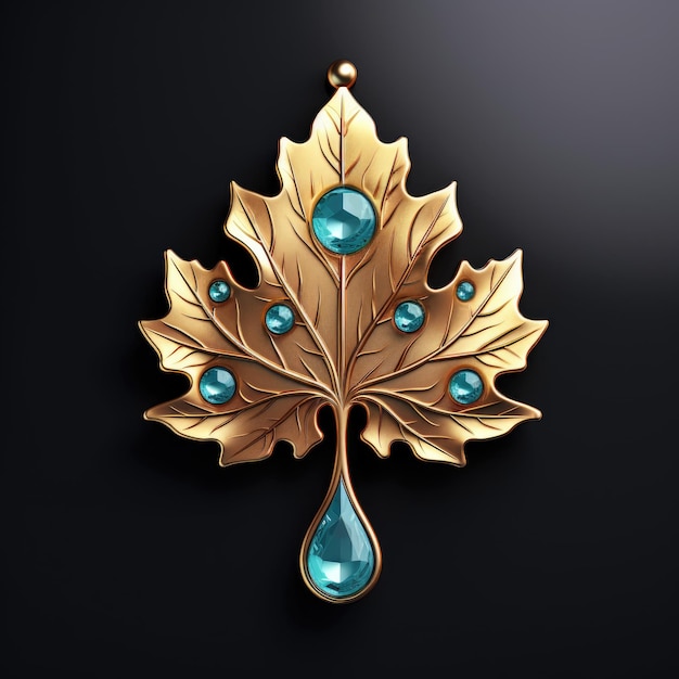 a gold leaf with blue gems