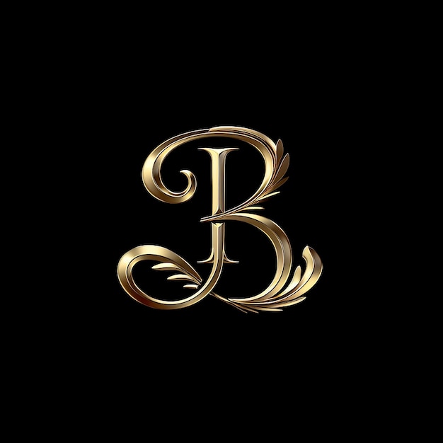 a gold letter b is on a black background