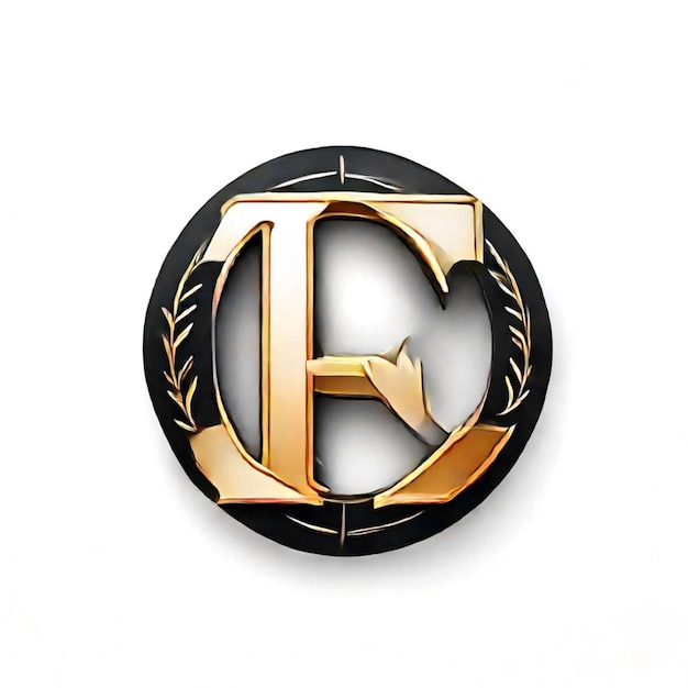 a gold letter on a black and gold circle with the letter e on it