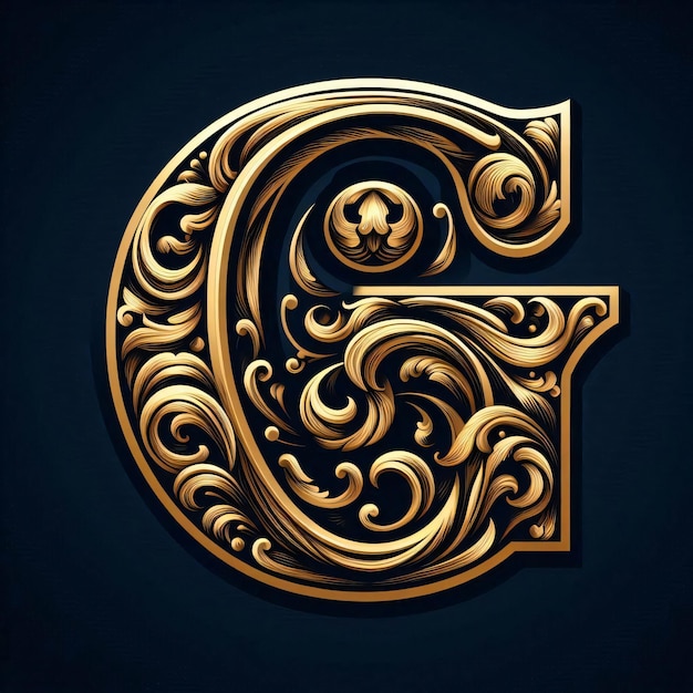 a gold letter c is on a black background