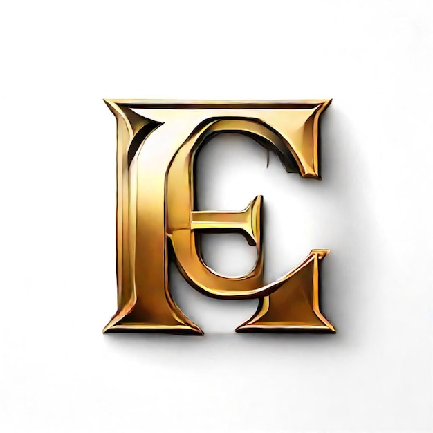 a gold letter e is on a white background