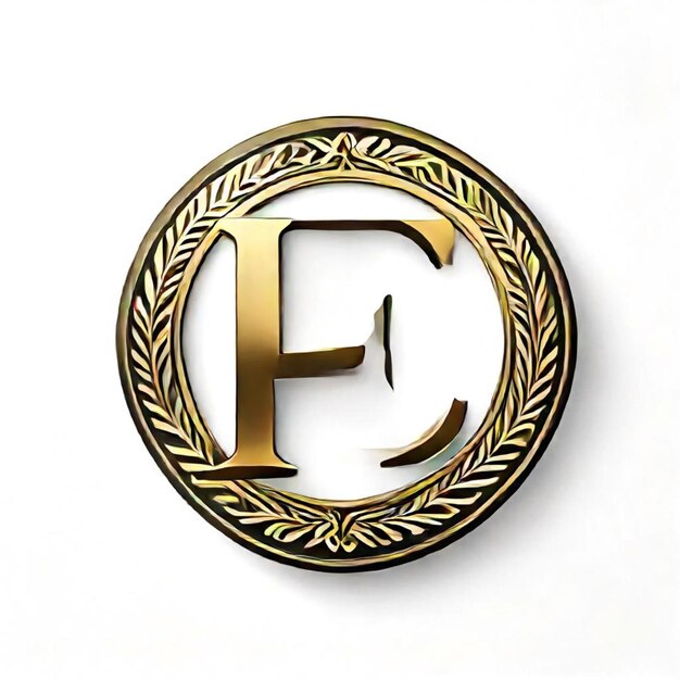 Photo a gold letter f is on a gold and black circle