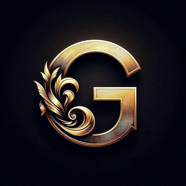 Photo a gold letter g is on a black background