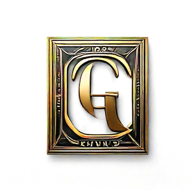 a gold letter g is on a gold square