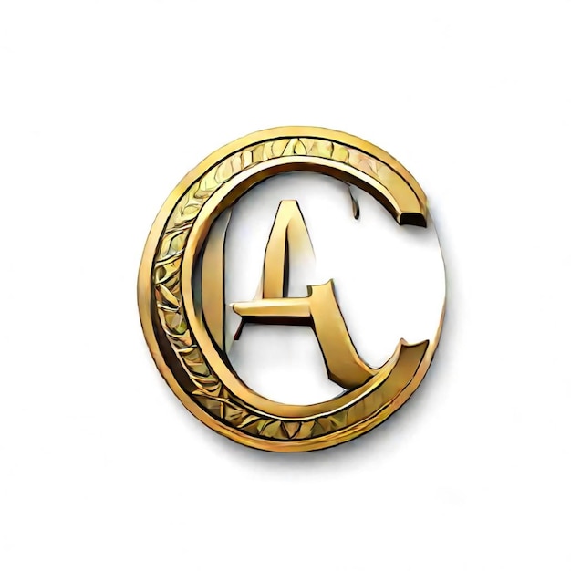 a gold letter a is on a gold circle