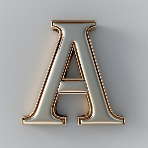 a gold letter a is hanging from a white background