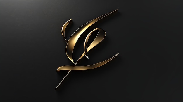 A gold letter L in a calligraphic font on a black background