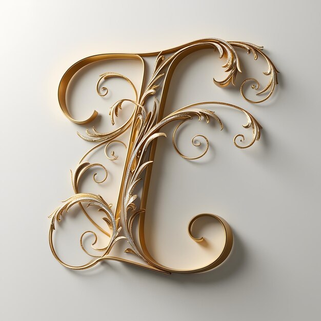 Photo a gold letter l that is on a gray background