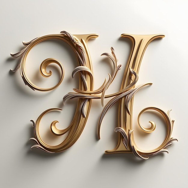 Photo a gold letter m is on a white background with the letters l