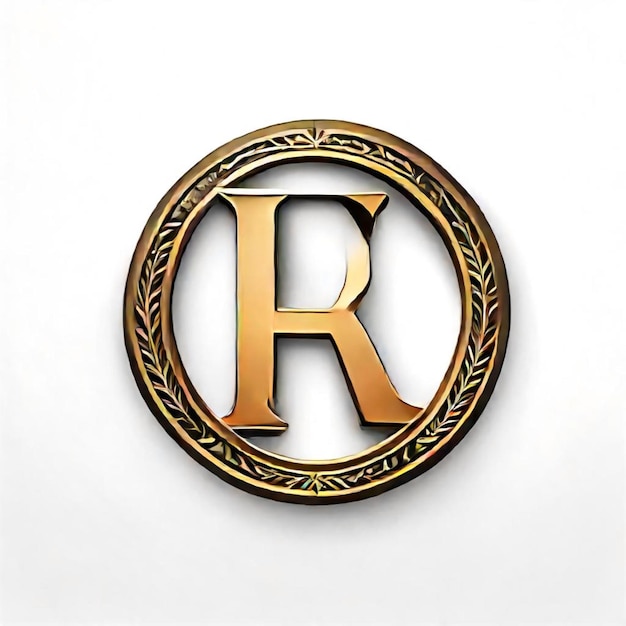 Photo a gold letter r is on a gold circle