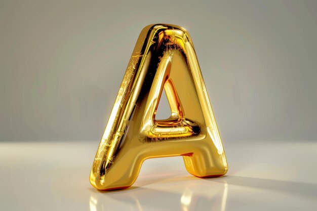 Photo a gold letter a with a curved line on the bottom