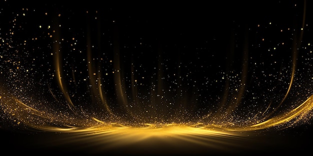 A gold light on a black background